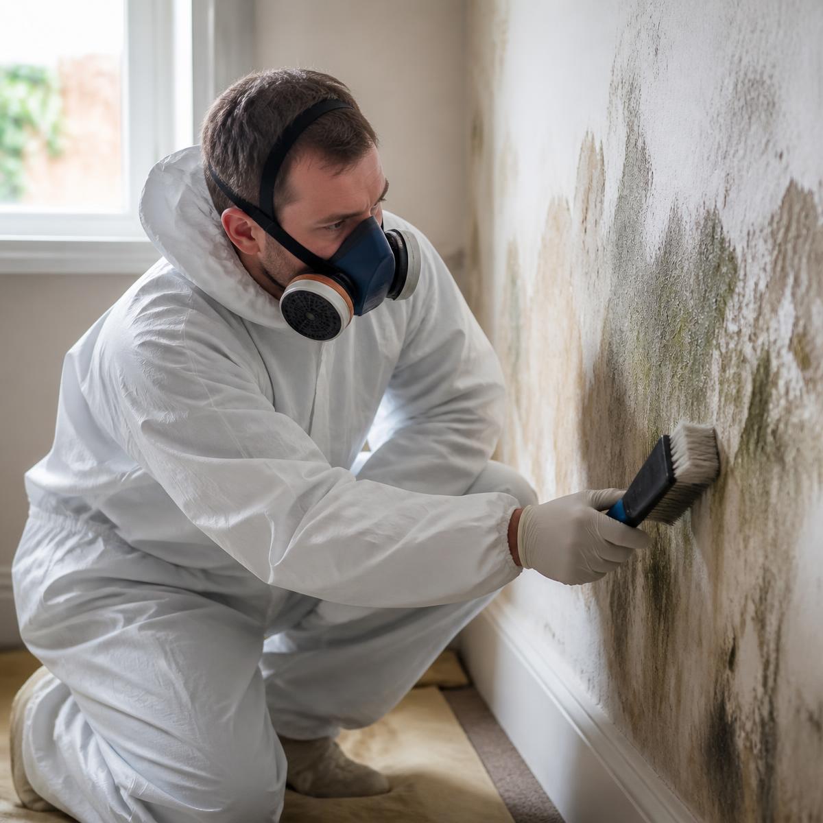Specialist operative treating mould in a residential property